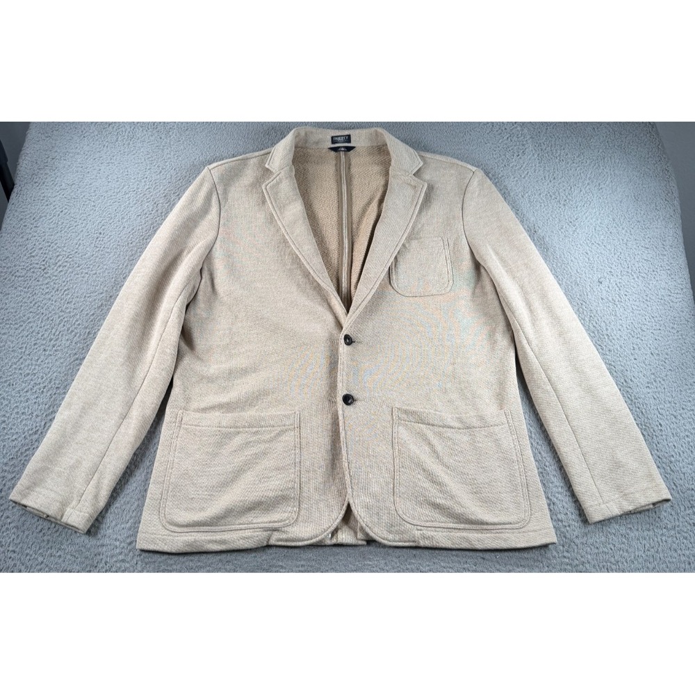 Faherty Inlet Knit Blazer Mens XL Beige Cotton Casual Sport Jacket Preppy